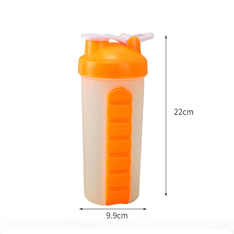 Shaker Bottle 600ml with Pill Box