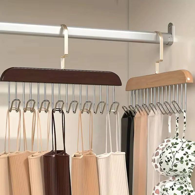 Wooden Clothes Hanger With 8 Hooks