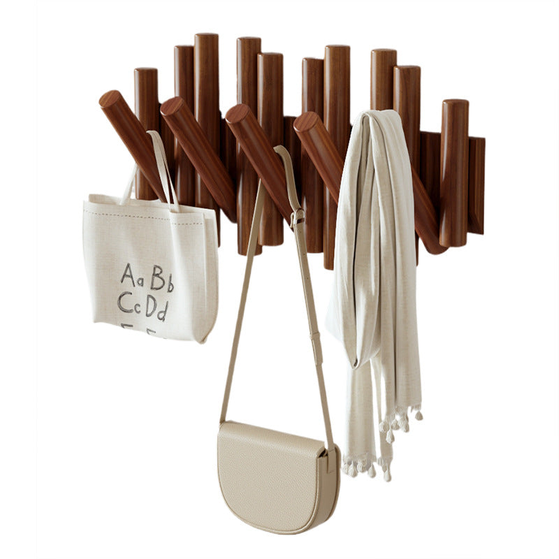 Wooden Wall Clothes Rack with Hidden Hooks | 7 Hooks