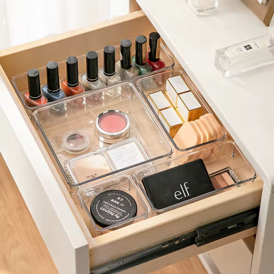 7 pcs of Boxes Acrylic Drawer Organizer – 4-in-1 Set for Makeup, Office, or Kitchen Use