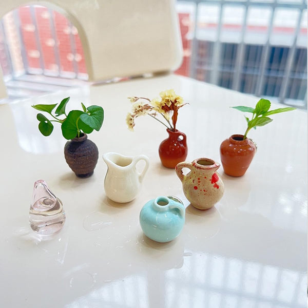 Mini Ceramic Vase Magnets | 8 PCS With 8 Flowers