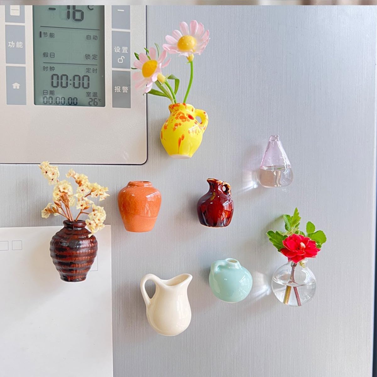 Mini Ceramic Vase Magnets | 8 Pack