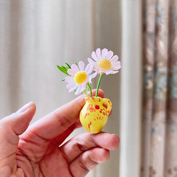 Mini Ceramic Vase Magnets | 8 PCS With 8 Flowers