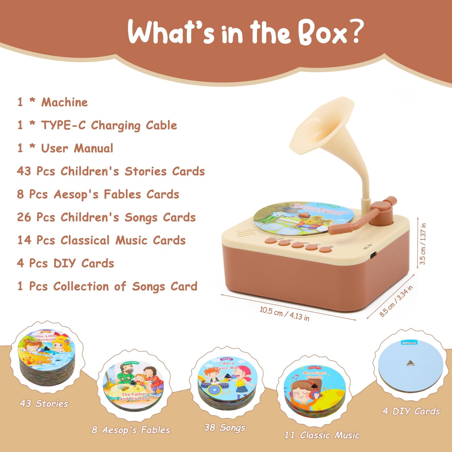 Kids Phonograph With 96 Cards