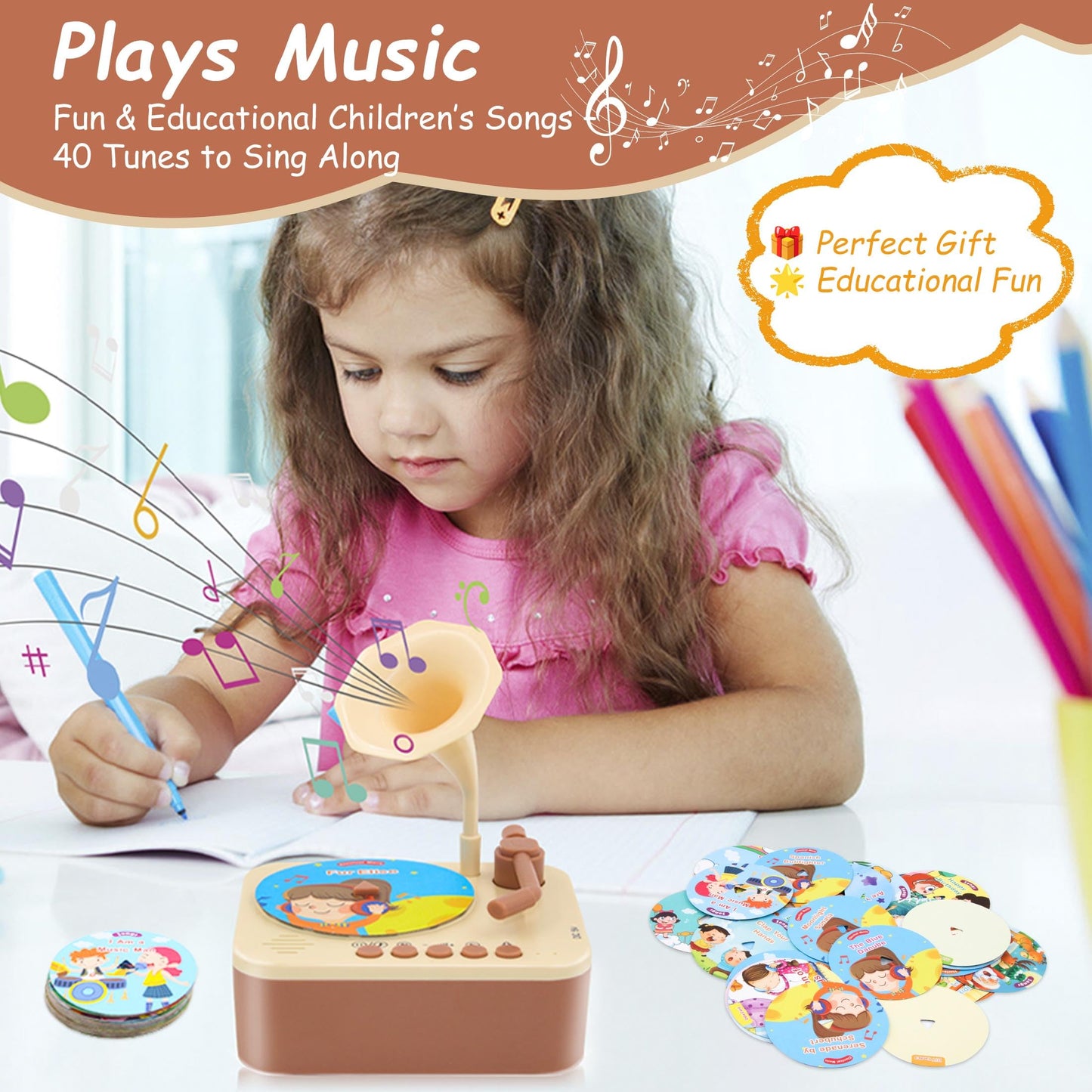 Kids Phonograph With 96 Cards