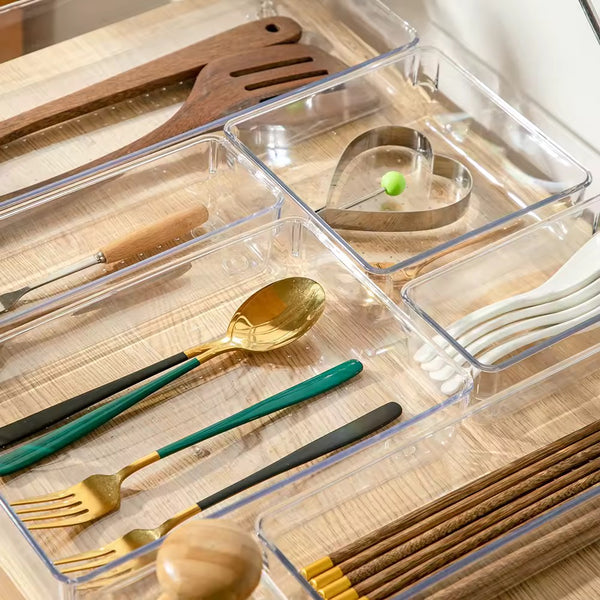 7 pcs of Boxes Acrylic Drawer Organizer – 4-in-1 Set for Makeup, Office, or Kitchen Use