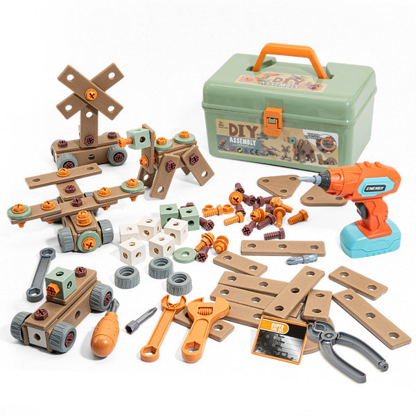 DIY Wooden Building Blocks Toolbox | 145PCS