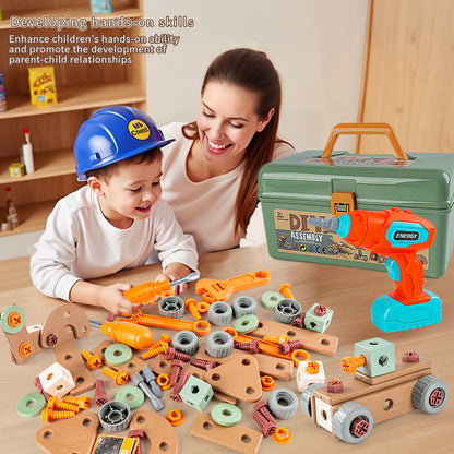 DIY Wooden Building Blocks Toolbox | 145PCS