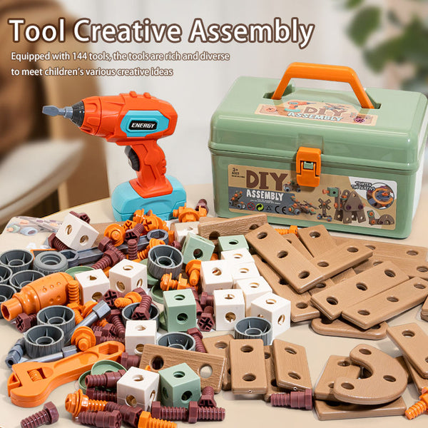 DIY Wooden Building Blocks Toolbox | 145PCS