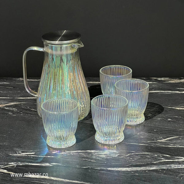 Magic Color Glass Water & Juice Pitcher 5 PCS Set