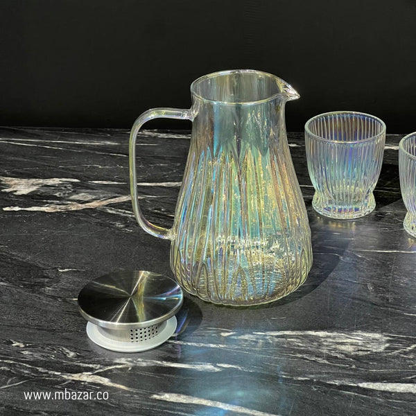 Magic Color Glass Water & Juice Pitcher 5 PCS Set