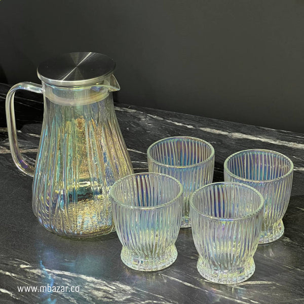 Magic Color Glass Water & Juice Pitcher 5 PCS Set