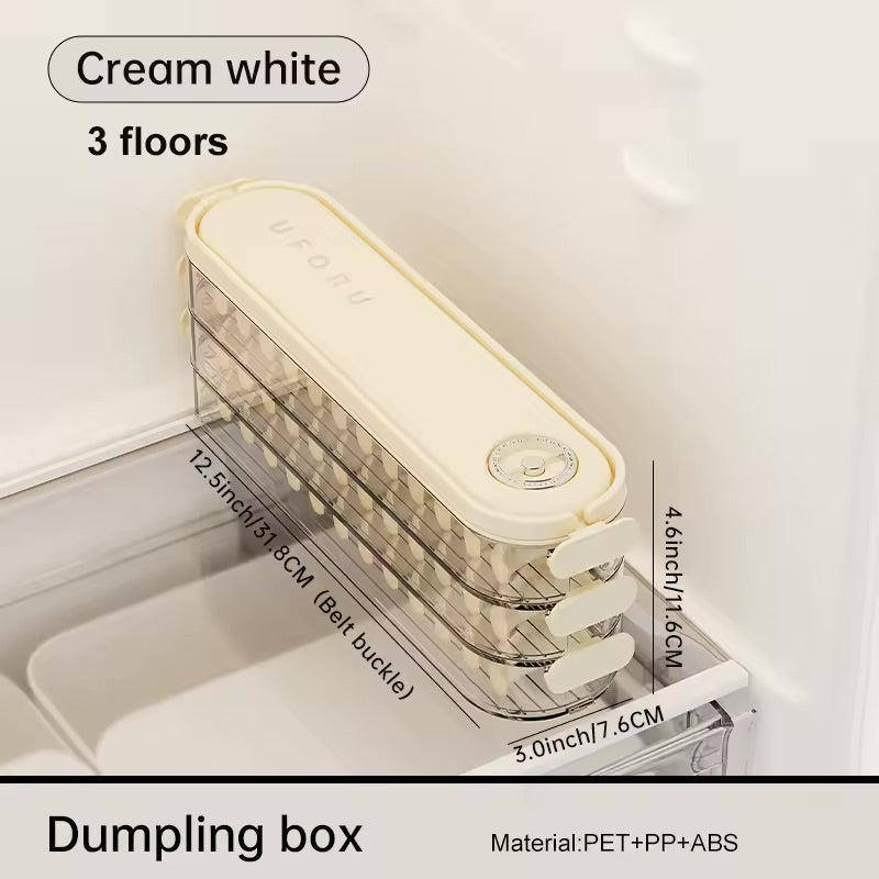 UFORU 3-Layer Food-Grade Dumpling Storage Container | Non-Stick, Stackable, Freezer-Friendly