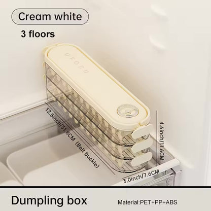 UFORU 3-Layer Food-Grade Dumpling Storage Container | Non-Stick, Stackable, Freezer-Friendly