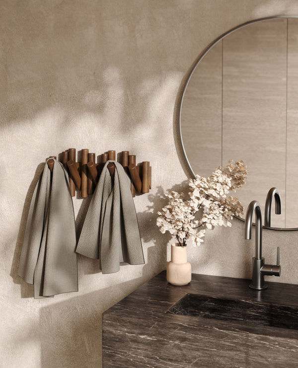 Wooden Wall Clothes Rack with Hidden Hooks | 7 Hooks