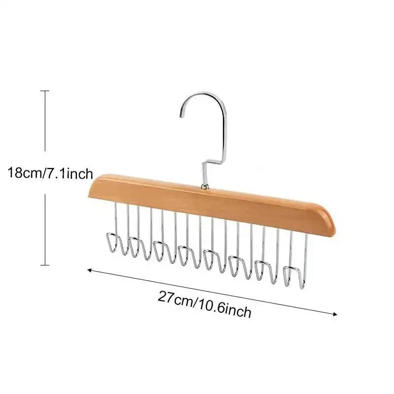 Wooden Clothes Hanger With 8 Hooks Bra Space Saving Hangers Heavy Duty Wooden Hanger With 360° Rotating Hooks Closet Wardrobe