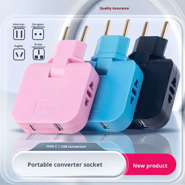 180 Plug Adapter with USB-A & Type-C