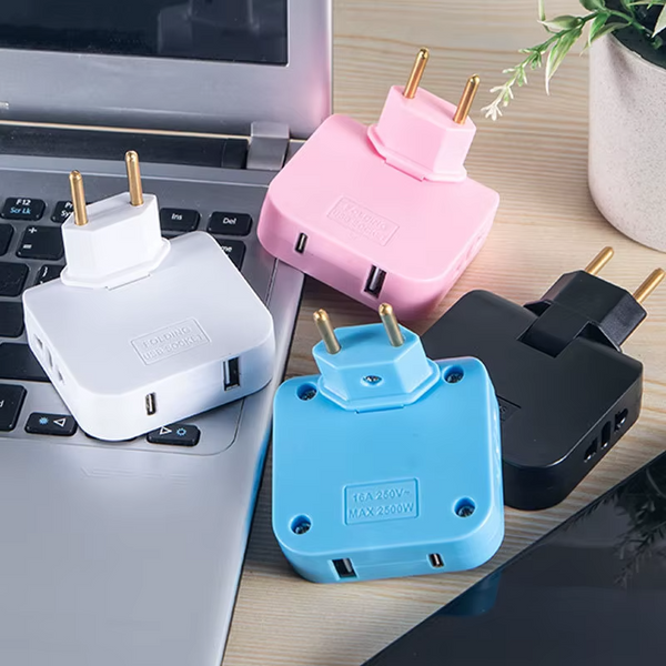 180 Plug Adapter with USB-A & Type-C