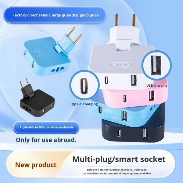 180 Plug Adapter with USB-A & Type-C