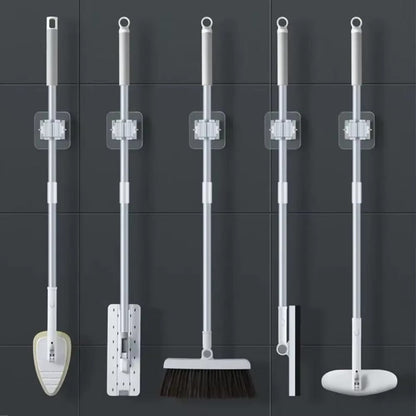 Mop & Broom Organizer Wall Mounted | 6 Pack Holder Rack