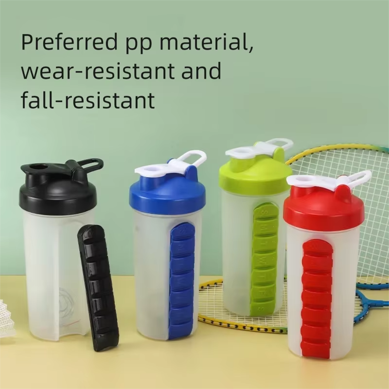 Shaker Bottle 600ml with Pill Box