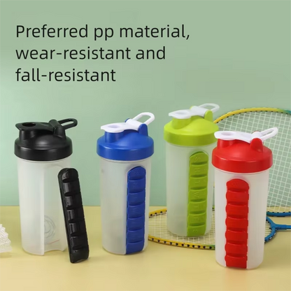 Shaker Bottle 600ml with Pill Box