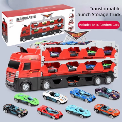 Car Transporter Truck Transforming Carrier | Includes 16 Cars