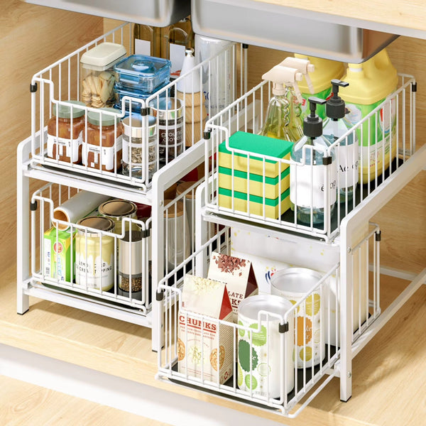 2-Tier Sliding Storage Rack Organizer