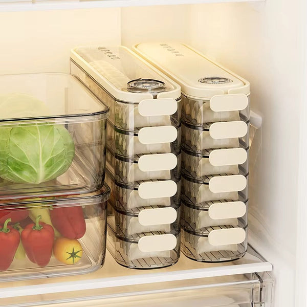 UFORU 3-Layer Food-Grade Dumpling Storage Container | Non-Stick, Stackable, Freezer-Friendly