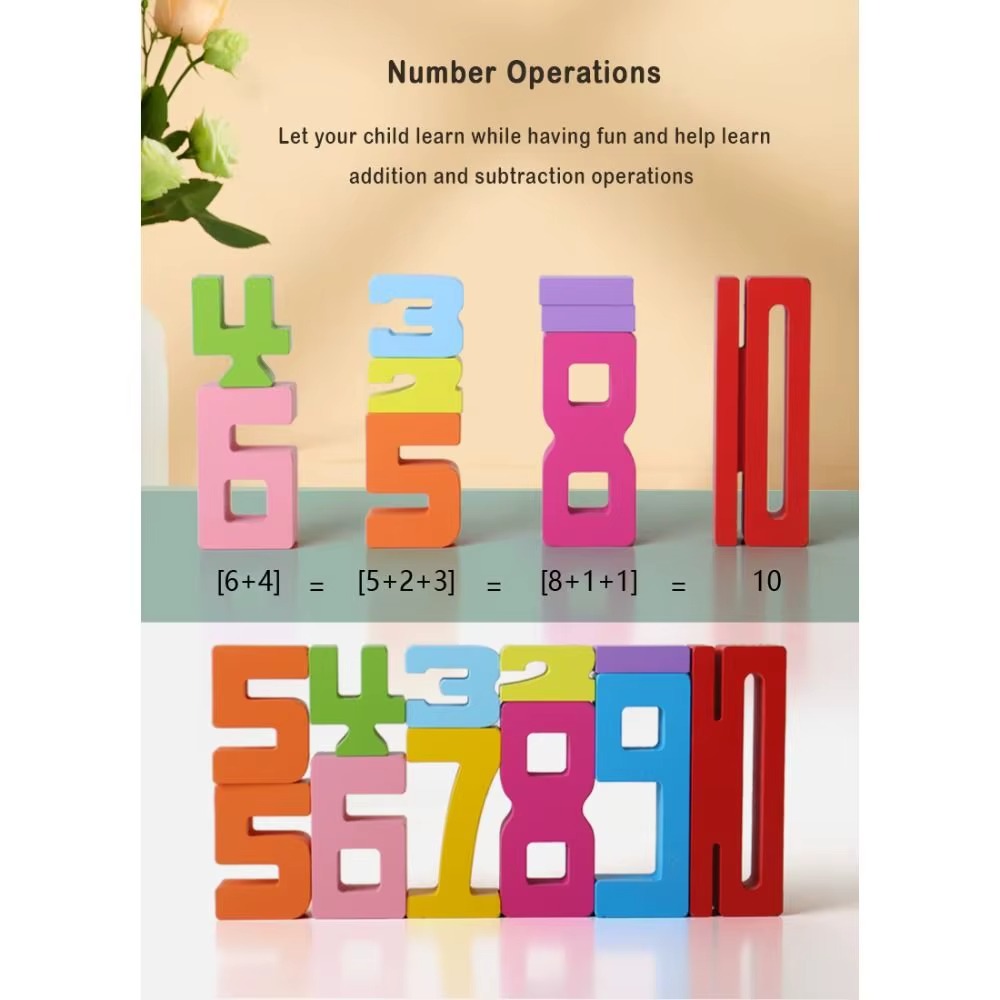 Wooden Numbers Building Block