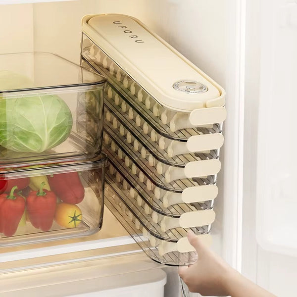 UFORU 3-Layer Food-Grade Dumpling Storage Container | Non-Stick, Stackable, Freezer-Friendly
