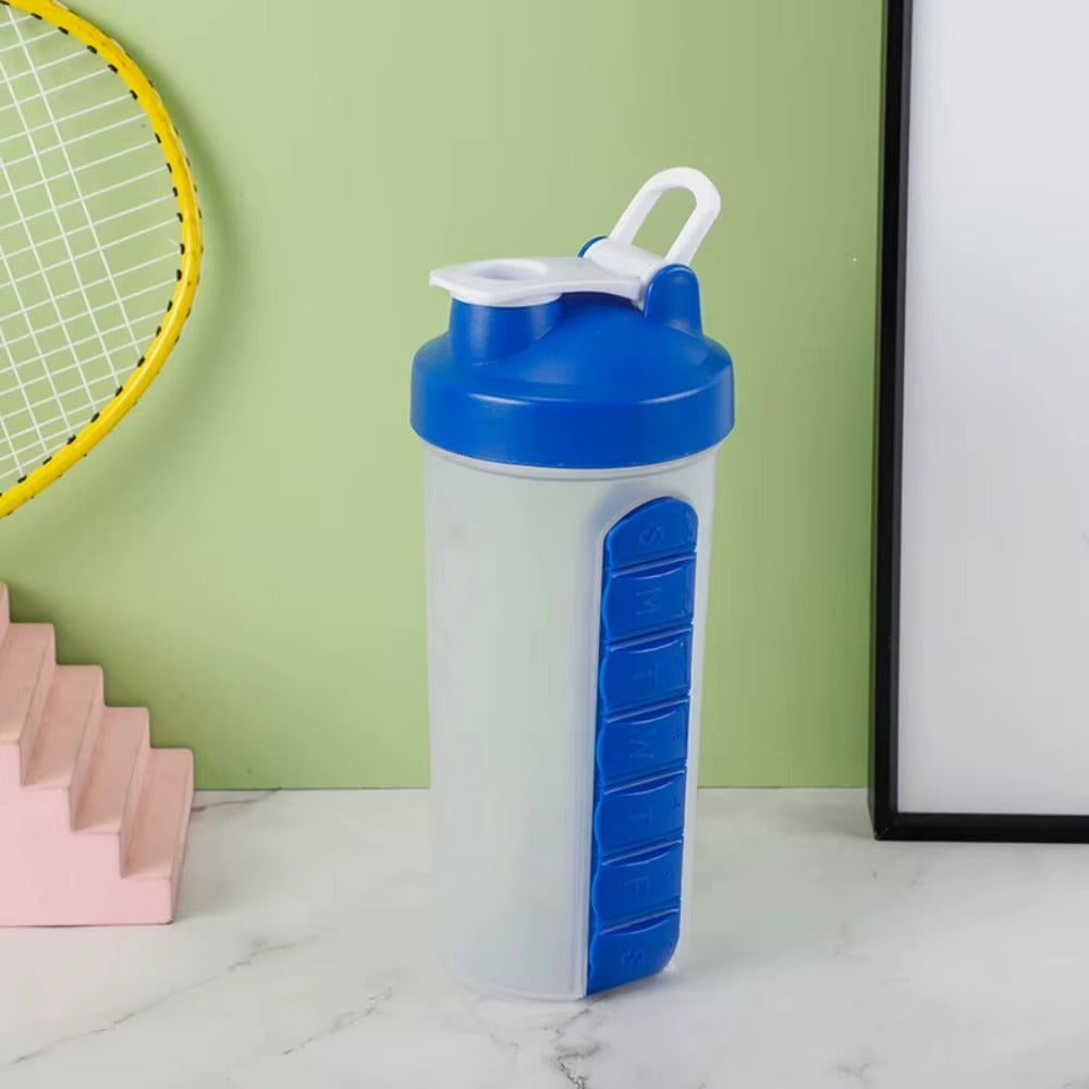 Shaker Bottle 600ml with Pill Box