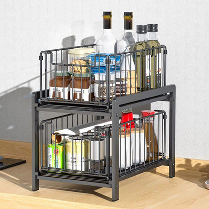 2-Tier Sliding Storage Rack Organizer