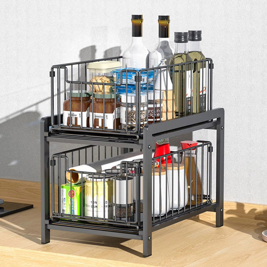 2-Tier Sliding Storage Rack Organizer