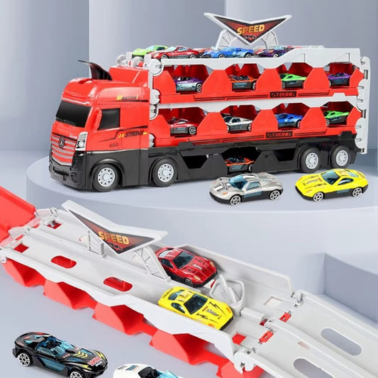 Car Transporter Truck Transforming Carrier | Includes 16 Cars
