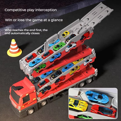 Car Transporter Truck Transforming Carrier | Includes 16 Cars