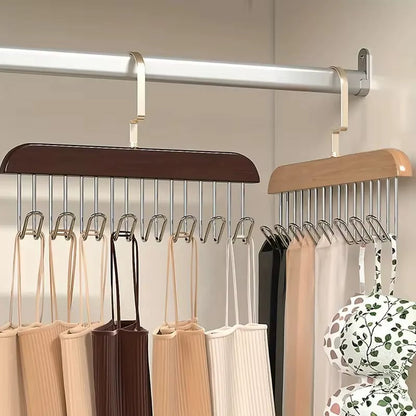 Wooden Clothes Hanger With 8 Hooks
