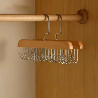 Wooden Clothes Hanger With 8 Hooks