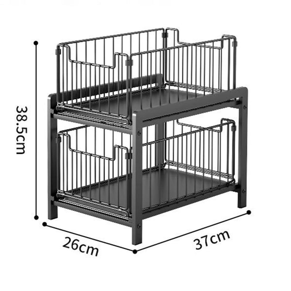 2-Tier Sliding Storage Rack Organizer