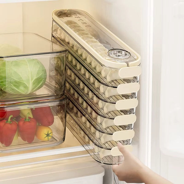 UFORU 3-Layer Food-Grade Dumpling Storage Container | Non-Stick, Stackable, Freezer-Friendly