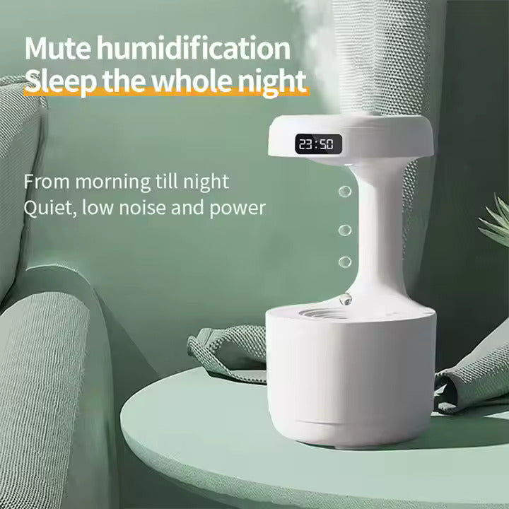 Modern Air Humidifier with LED Display & Floating Water Drops
