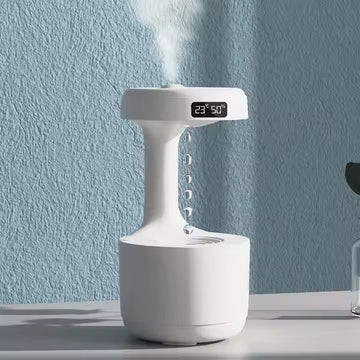 Modern Air Humidifier with LED Display & Floating Water Drops