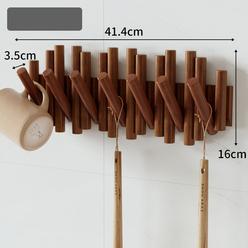Wooden Wall Clothes Rack with Hidden Hooks | 7 Hooks